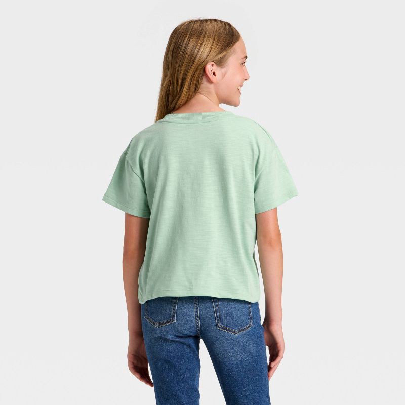 slide 3 of 4, Girls' Short Sleeve Swan Relaxed Fit Graphic T-Shirt - Cat & Jack™ Mint Green XL, 1 ct