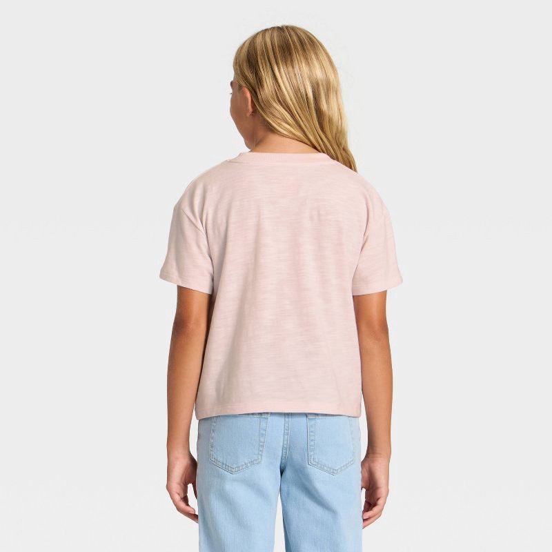 slide 3 of 4, Girls' Short Sleeve Apres Relaxed Fit Graphic T-Shirt - Cat & Jack™ Light Pink XS, 1 ct