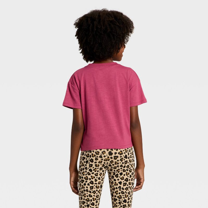 slide 3 of 4, Girls' Short Sleeve BFF Relaxed Fit Graphic T-Shirt - Cat & Jack™ Berry Red XL, 1 ct