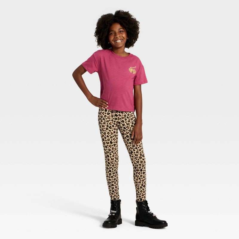 slide 4 of 4, Girls' Short Sleeve BFF Relaxed Fit Graphic T-Shirt - Cat & Jack™ Berry Red XL, 1 ct