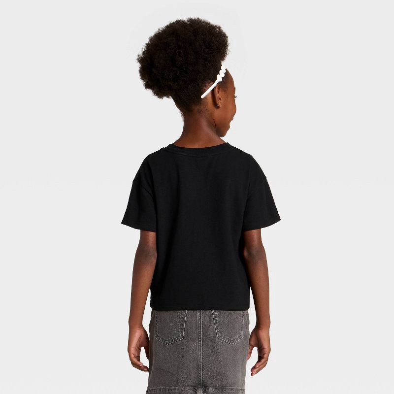 slide 3 of 4, Girls' Short Sleeve Sparkle Relaxed Fit Graphic T-Shirt - Cat & Jack™ Black M, 1 ct