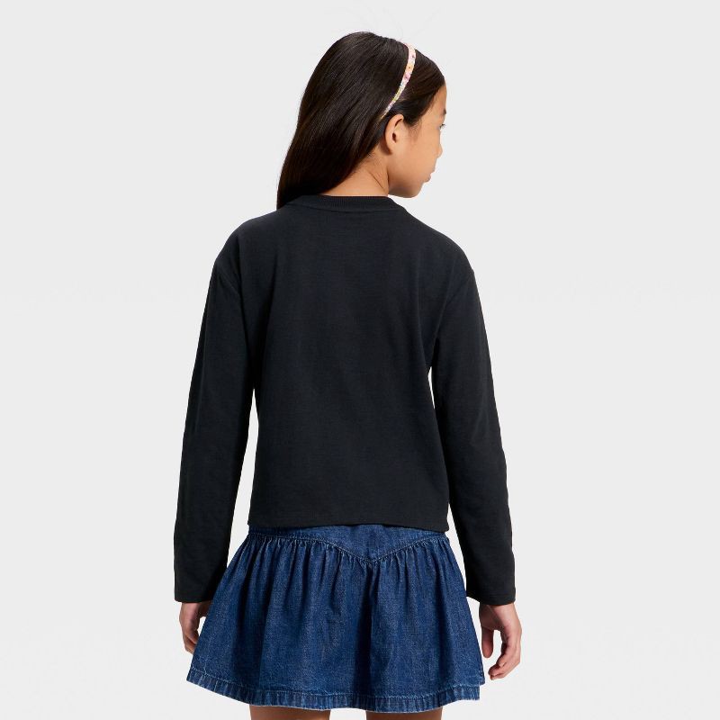slide 3 of 4, Girls' Long Sleeve Sparkle Relaxed Fit Graphic T-Shirt - Cat & Jack™ Black L, 1 ct