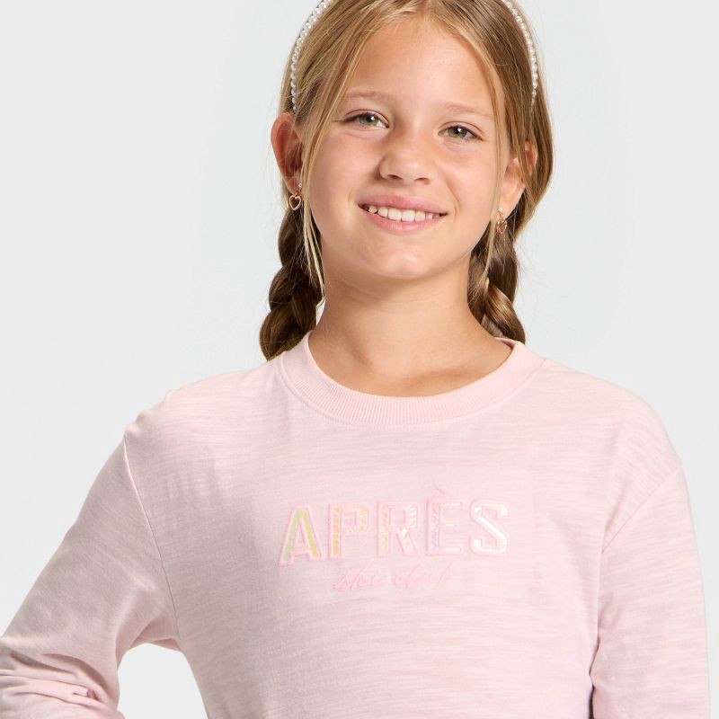 slide 2 of 4, Girls' Long Sleeve Apres Relaxed Fit Graphic T-Shirt - Cat & Jack™ Light Pink XL, 1 ct