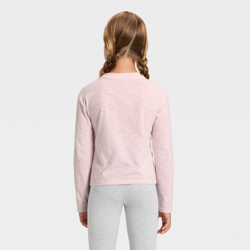 slide 3 of 4, Girls' Long Sleeve Apres Relaxed Fit Graphic T-Shirt - Cat & Jack™ Light Pink XL, 1 ct