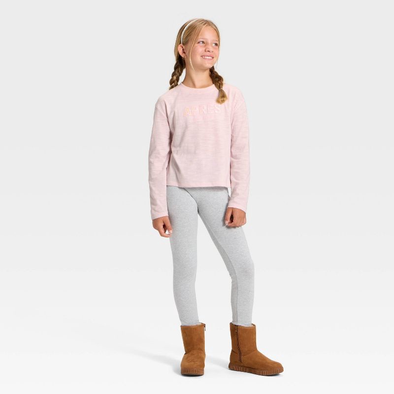 slide 4 of 4, Girls' Long Sleeve Apres Relaxed Fit Graphic T-Shirt - Cat & Jack™ Light Pink XL, 1 ct