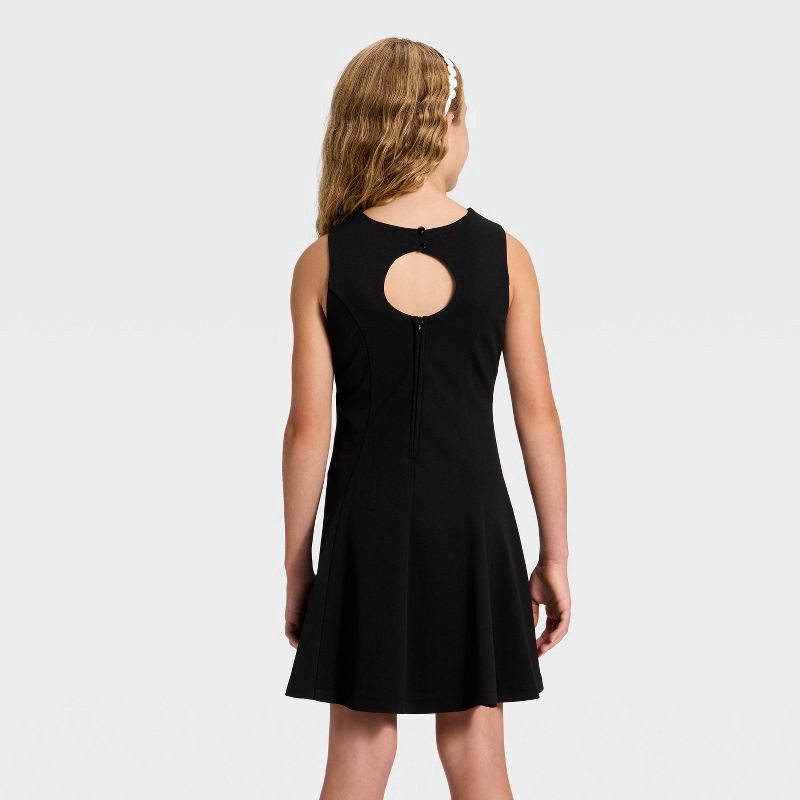 slide 2 of 3, Zenzi Girls' Bow Fit and Flare Dress - Black S, 1 ct
