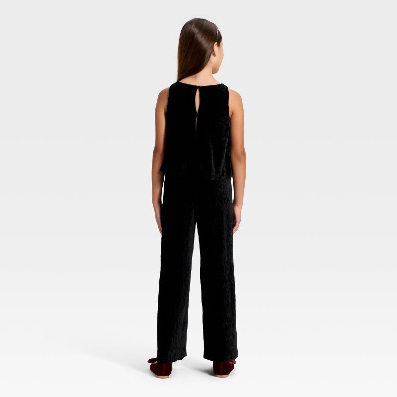 slide 2 of 3, Girls' Velvet Jumpsuit - Cat & Jack™ Black XS, 1 ct