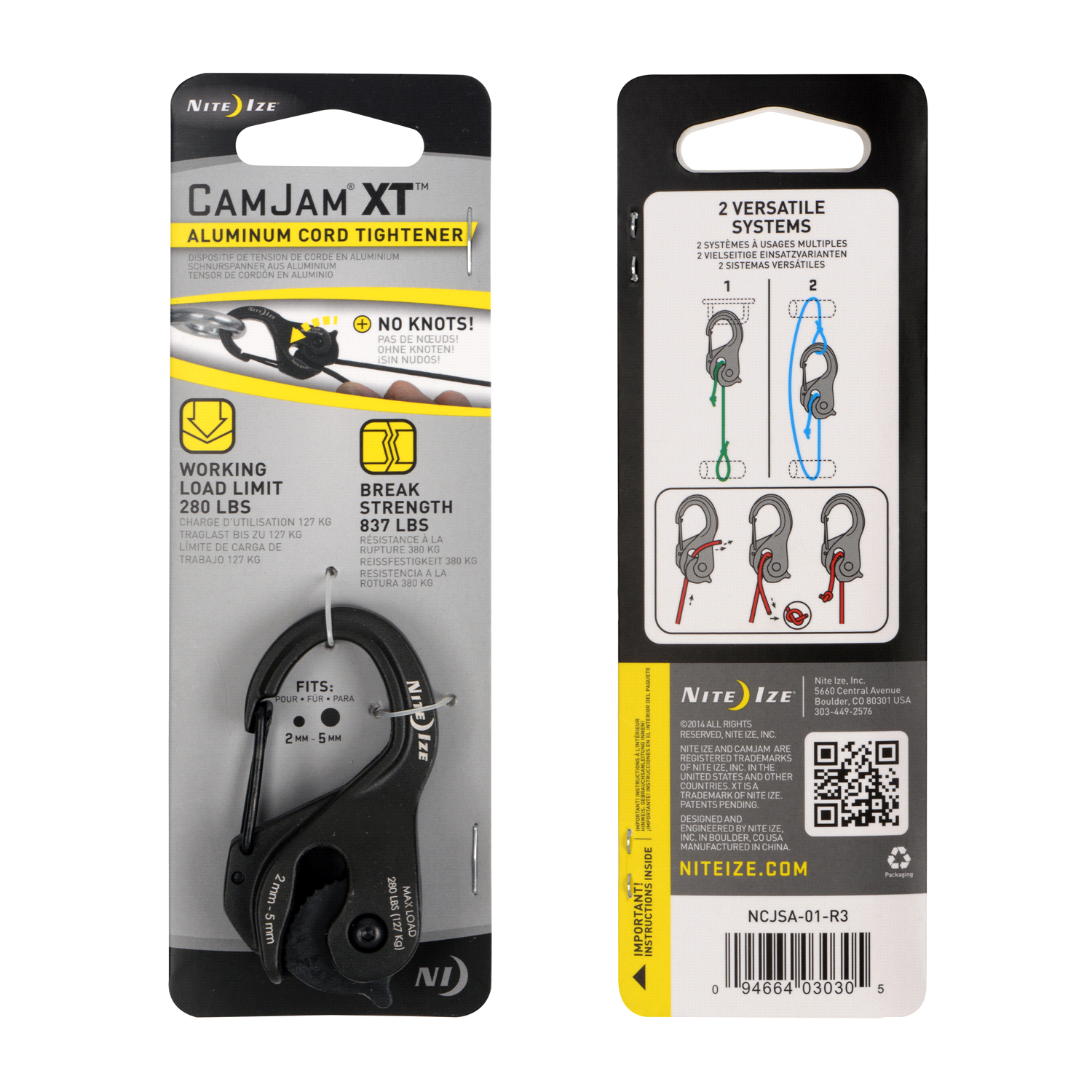 slide 2 of 5, NITE IZE CamJam Xt Aluminum Cord Tightener, SM