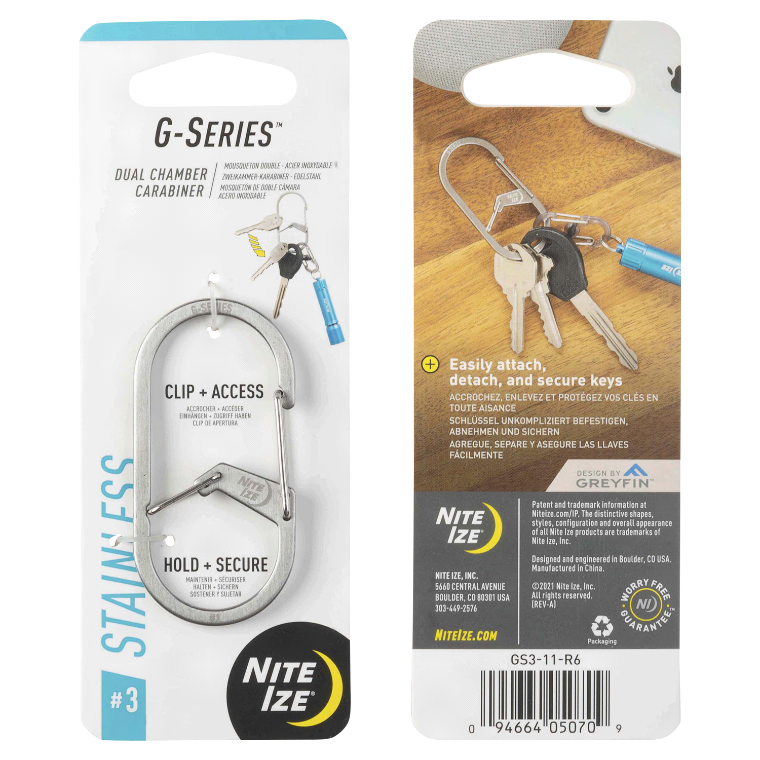 slide 2 of 5, Nite Ize G-Series Stainless Dual Chamber Carabiner 1 ea, 1 ct