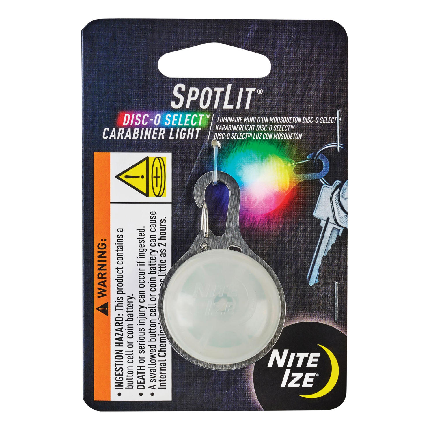 slide 1 of 5, NITE IZE NiteIze SpotLit Carabiner Light Disc-O Select, 1 ct