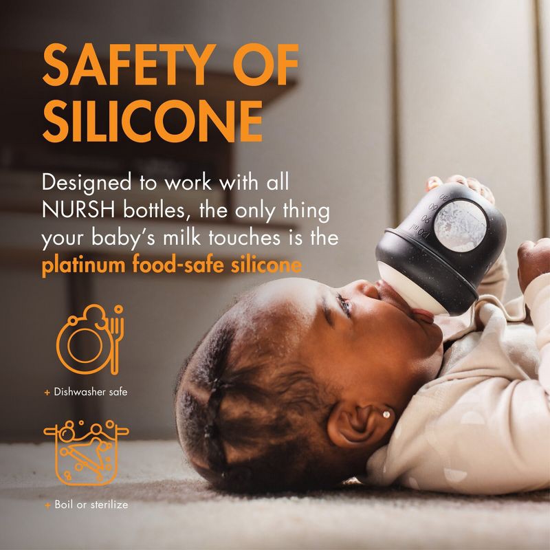 slide 6 of 7, Boon Nursh Curve Silicone Baby Bottle Nipples - Slow Flow - Stage 1 - 3pk, 1 x 3 ct
