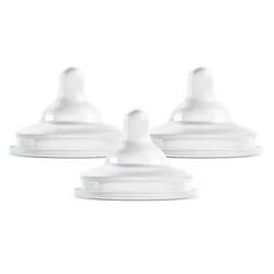 Boon Nursh Curve Silicone Baby Bottle Nipples - Slow Flow - Stage 1 - 3pk