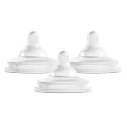Boon Nursh Curve Silicone Baby Bottle Nipples - Slow Flow - Stage 1 - 3pk