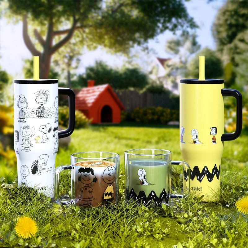 slide 4 of 4, Peanuts 13.5 fl oz Double Wall Glass Mug Snoopy, 13.5 fl oz