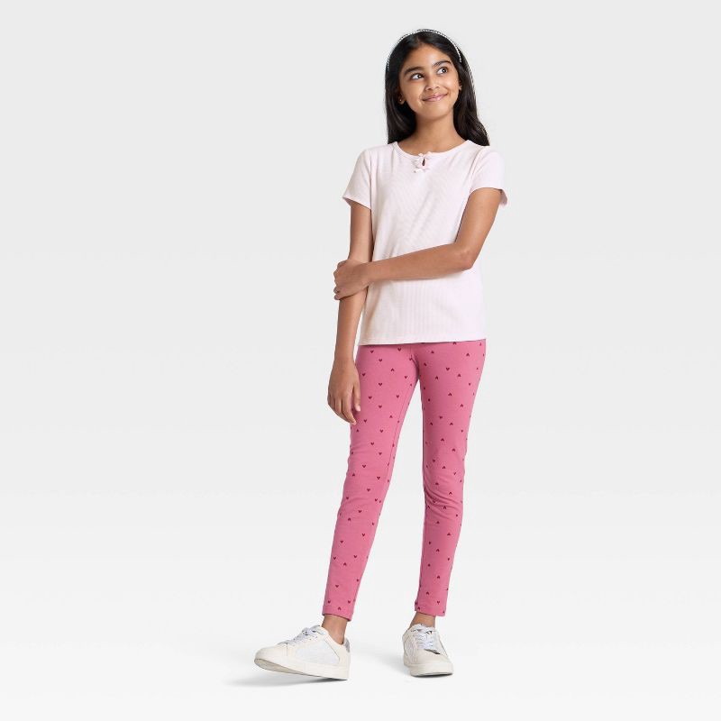 slide 3 of 3, Girls' Short Sleeve Ribbed Bow Front T-Shirt - Cat & Jack™ Light Pink XL, 1 ct