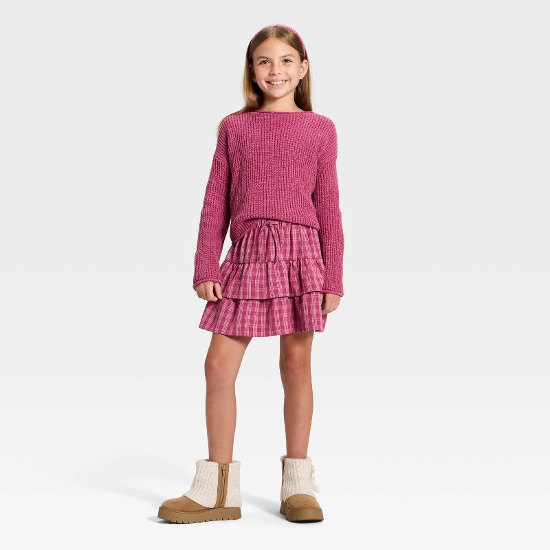 slide 3 of 3, Girls' Chenille Sweater - Cat & Jack™ Berry Pink XS, 1 ct