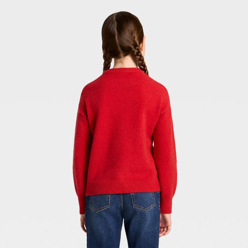 slide 3 of 4, Girls' Hot Cocoa Graphic Pullover Sweater - Cat & Jack™ Red S, 1 ct