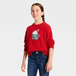 Girls' Hot Cocoa Graphic Pullover Sweater - Cat & Jack™ Red XL