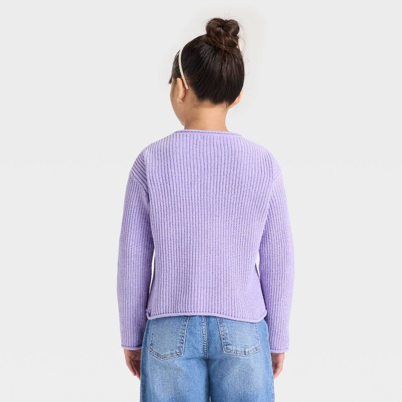slide 2 of 3, Girls' Chenille Sweater - Cat & Jack™ Lavender XS, 1 ct