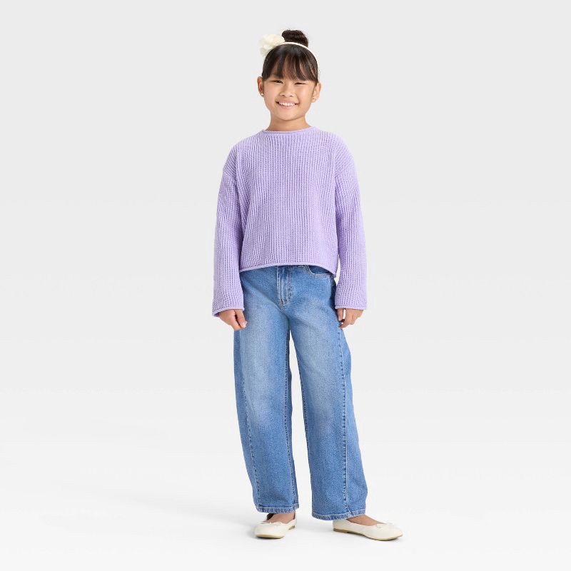 slide 3 of 3, Girls' Chenille Sweater - Cat & Jack™ Lavender XS, 1 ct