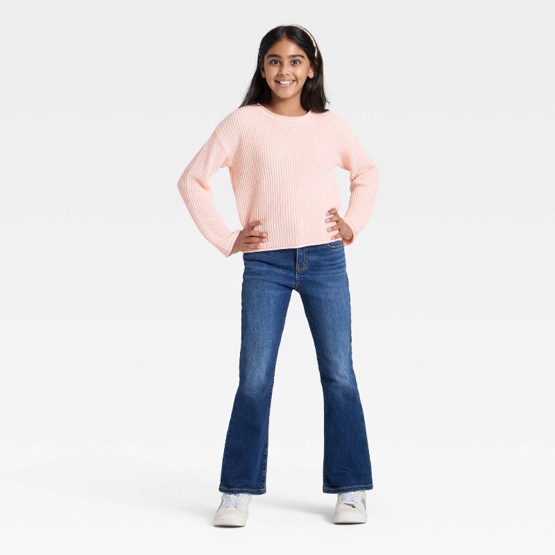 slide 3 of 3, Girls' Chenille Sweater - Cat & Jack™ Peach Orange M, 1 ct