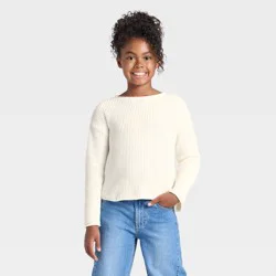 Girls' Chenille Sweater - Cat & Jack™ Cream S