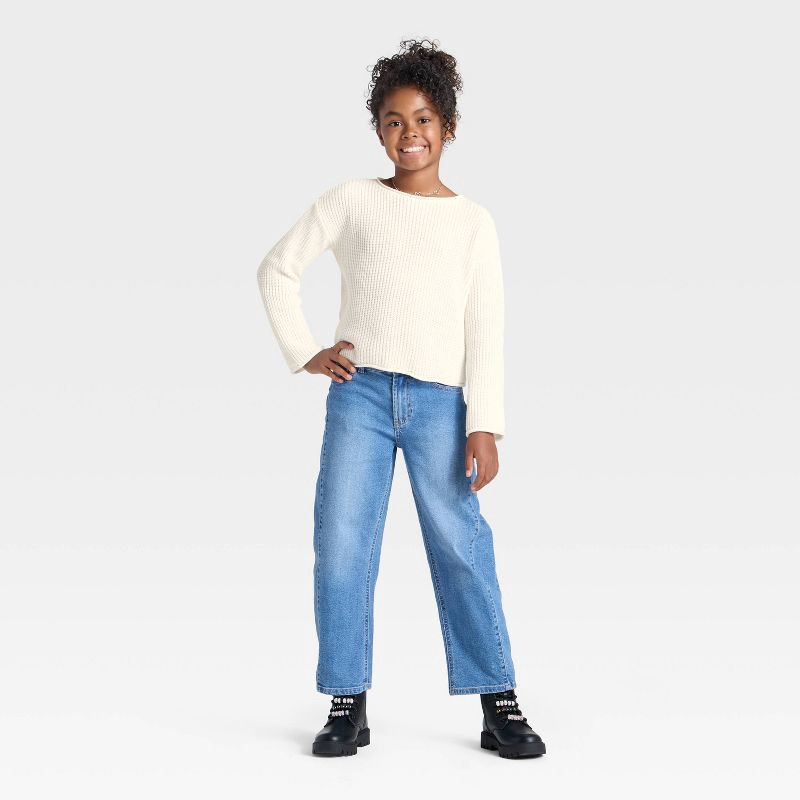 slide 3 of 3, Girls' Chenille Sweater - Cat & Jack™ Cream XL, 1 ct