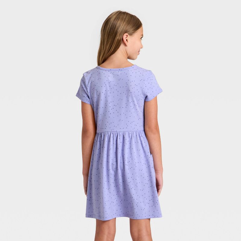 slide 2 of 3, Girls' Short Sleeve Swan Printed Knit Dress - Cat & Jack™ Light Purple L, 1 ct