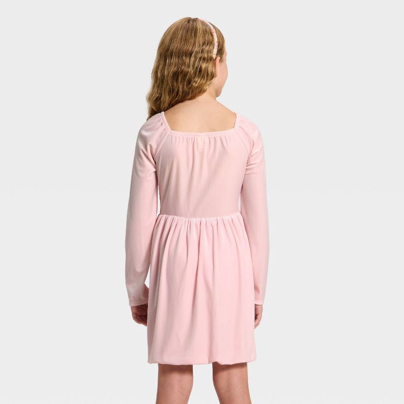 slide 2 of 3, Girls' Long Sleeve Velour Dress - Cat & Jack™ Pink M, 1 ct