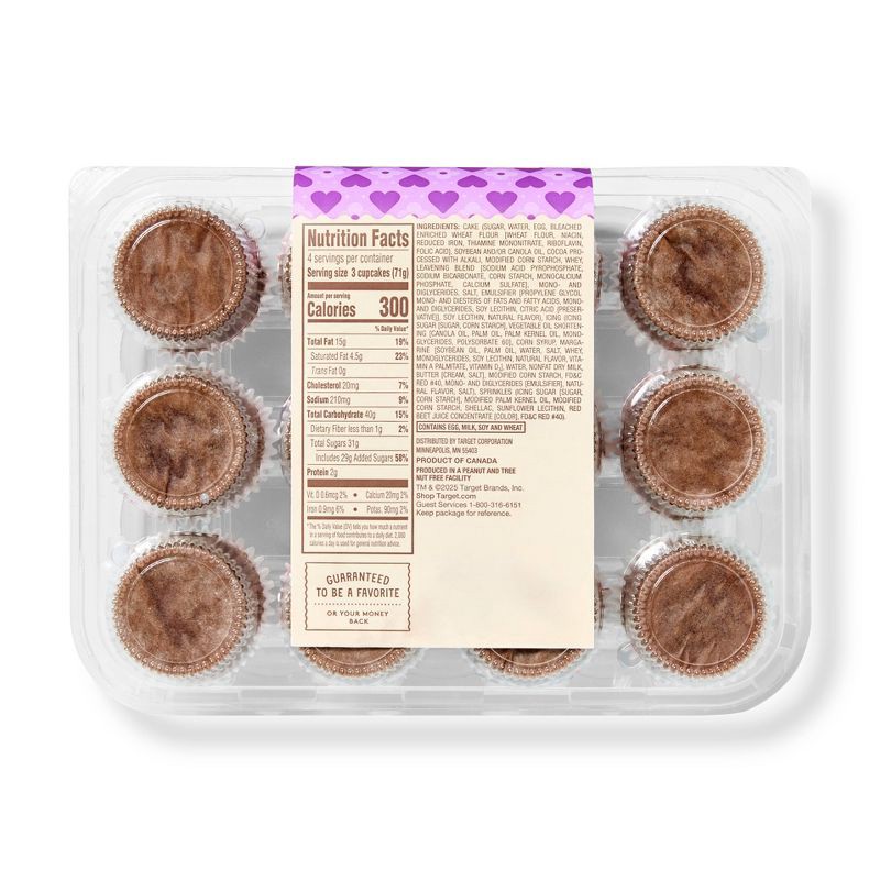 slide 2 of 3, Valentine's Chocolate Mini Cupcakes - 10oz/12ct - Favorite Day™, 12 ct; 10 oz