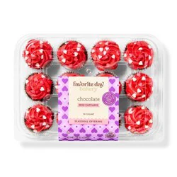 Valentine's Chocolate Mini Cupcakes - 10oz/12ct - Favorite Day™