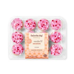 Valentine's Vanilla Mini Cupcakes - 10oz/12ct - Favorite Day™