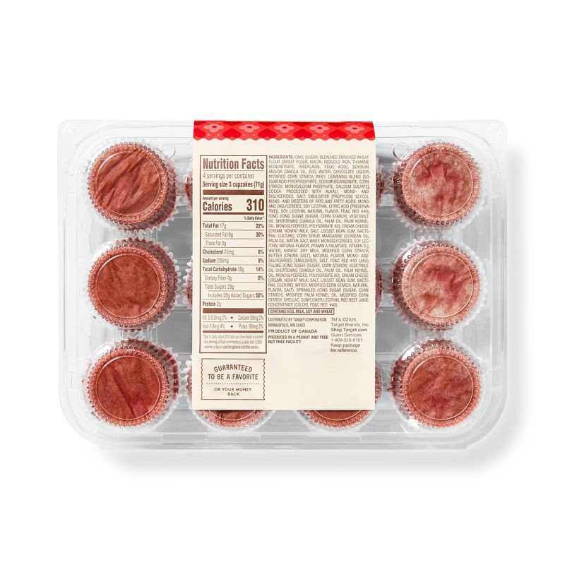 slide 2 of 3, Valentine's Red Velvet Filled Mini Cupcakes - 10oz/12ct- Favorite Day™, 12 ct; 10 oz
