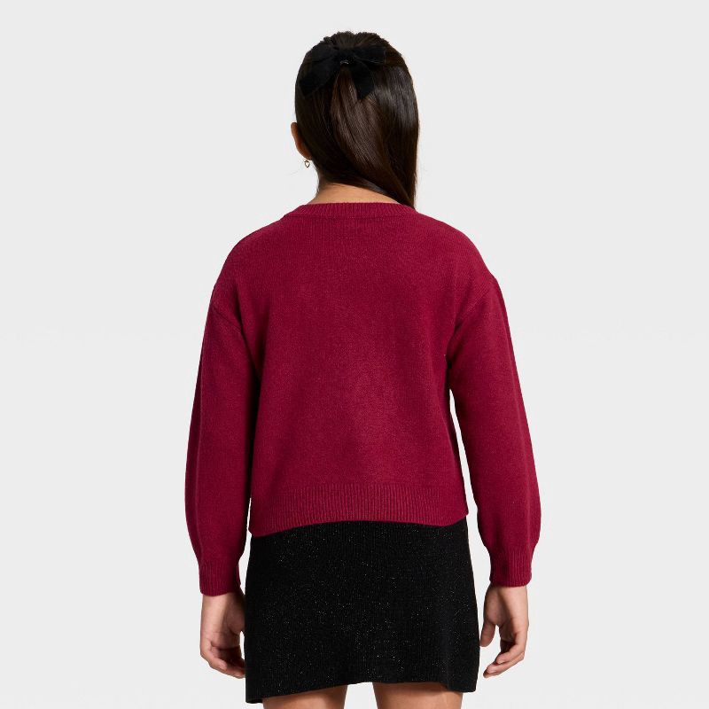 slide 2 of 4, Girls' Embellished Pullover Sweater - Cat & Jack™ Red XL, 1 ct