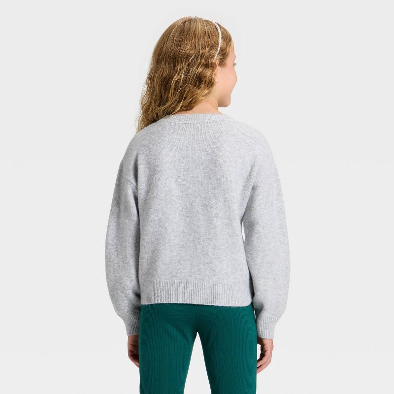 slide 2 of 4, Girls' Embellished Pullover Sweater - Cat & Jack™ Heather Gray XS, 1 ct