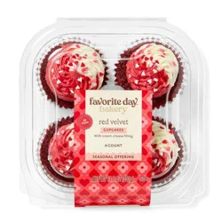Valentine's Red Velvet Large Filled Cupcakes - 11.7oz/4ct - Favorite Day™