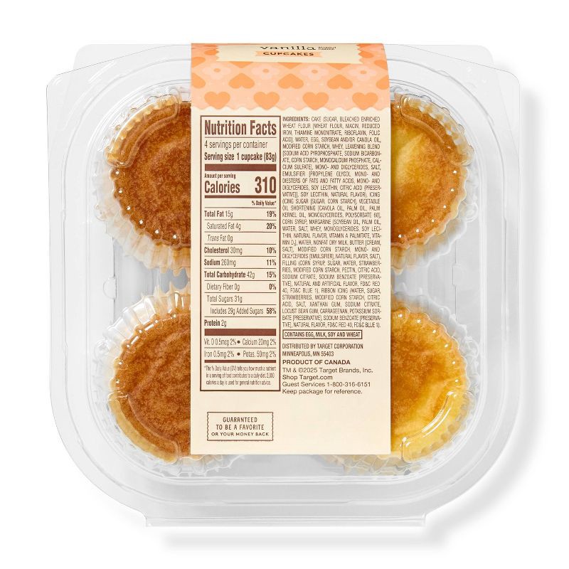 slide 2 of 3, Valentine's Strawberry Large Filled Cupcakes - 11.7oz/4ct - Favorite Day™, 11.7 oz, 4 ct