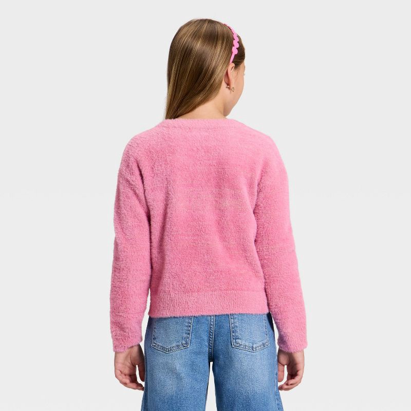 slide 2 of 3, Girls' Fuzzy Cardigan - Cat & Jack™ Pink XL, 1 ct