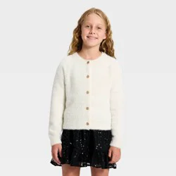 Girls' Fuzzy Cardigan - Cat & Jack™ Cream S