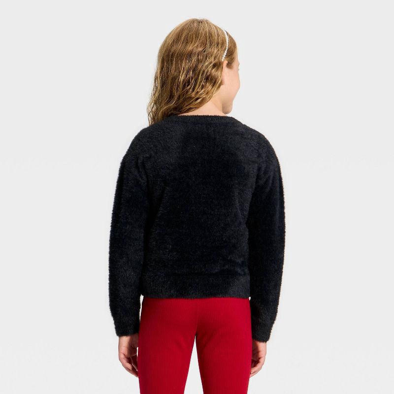 slide 2 of 3, Girls' Fuzzy Cardigan - Cat & Jack™ Black XL, 1 ct