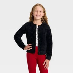 Girls' Fuzzy Cardigan - Cat & Jack™ Black XL