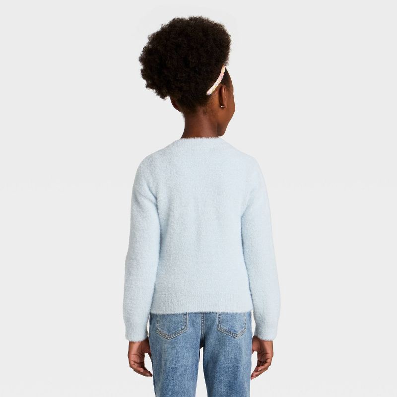 slide 2 of 3, Girls' Fuzzy Cardigan - Cat & Jack™ Blue XS, 1 ct