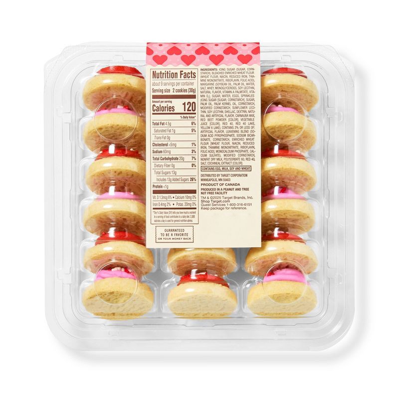 slide 2 of 3, Valentine's Pink & Red Mini Frosted Sugar Cookies - 9.4oz/18ct - Favorite Day™, 9.4 oz, 18 ct