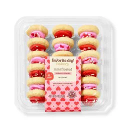 Valentine's Pink & Red Mini Frosted Sugar Cookies - 9.4oz/18ct - Favorite Day™