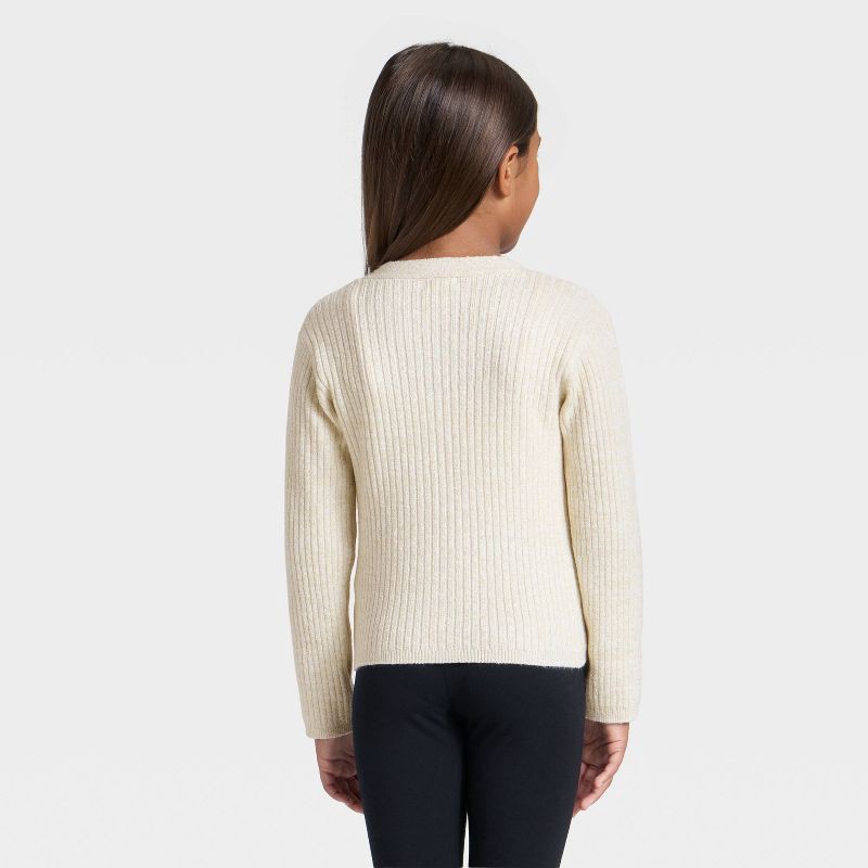 slide 2 of 3, Girls' Ribbed Bow Cardigan - Cat & Jack™ Cream L, 1 ct