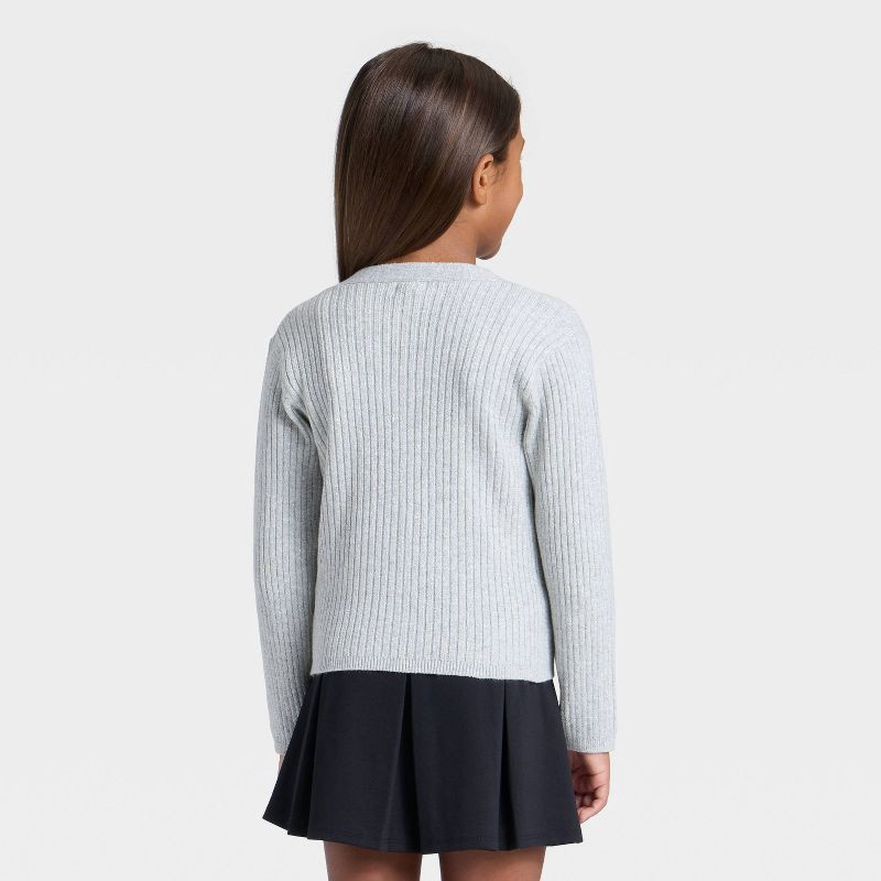 slide 2 of 3, Girls' Ribbed Bow Cardigan - Cat & Jack™ Heather Gray L, 1 ct