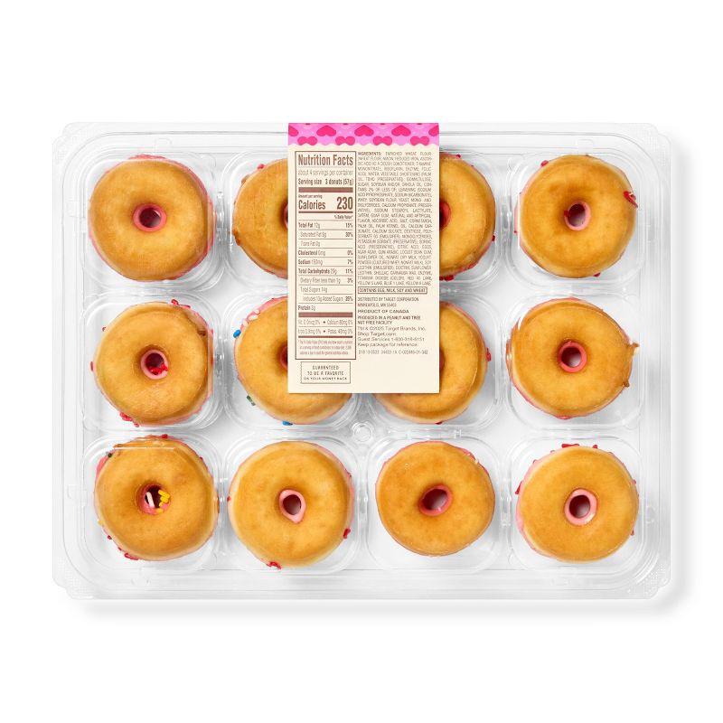 slide 2 of 3, Valentine's Strawberry Mini Donuts - 8oz/12ct - Favorite Day™, 12 ct; 8 oz