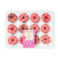 Valentine's Strawberry Mini Donuts - 8oz/12ct - Favorite Day™