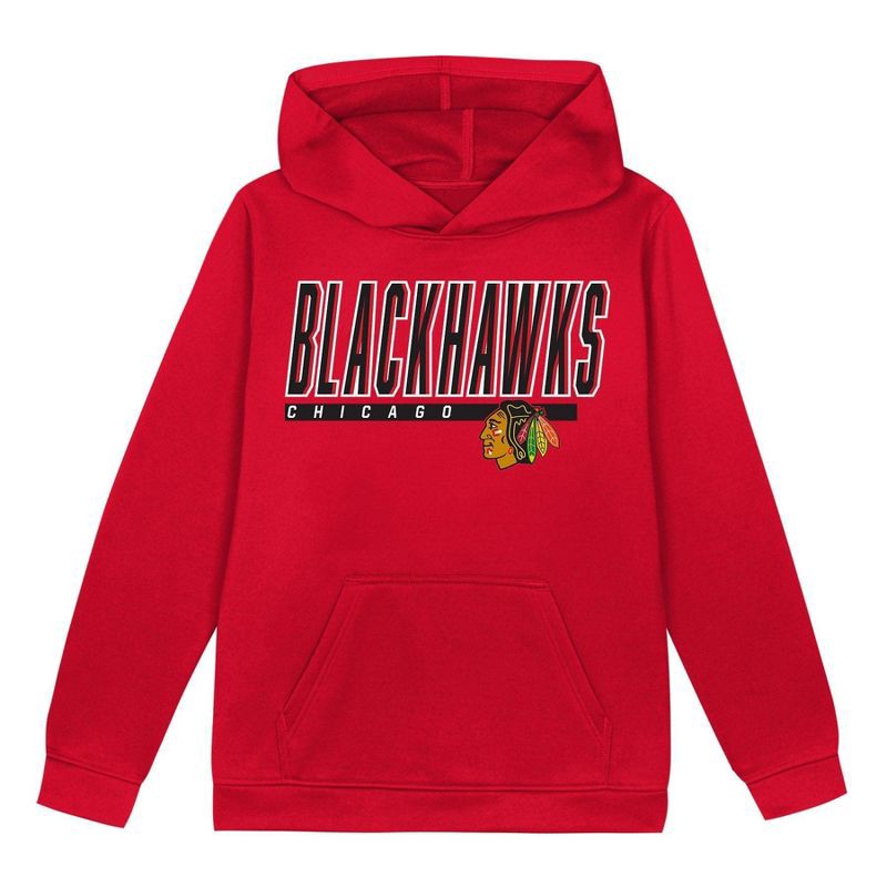 slide 2 of 3, NHL Chicago Blackhawks Boys' Poly Fleece Hooded Sweatshirt - XL, 1 ct