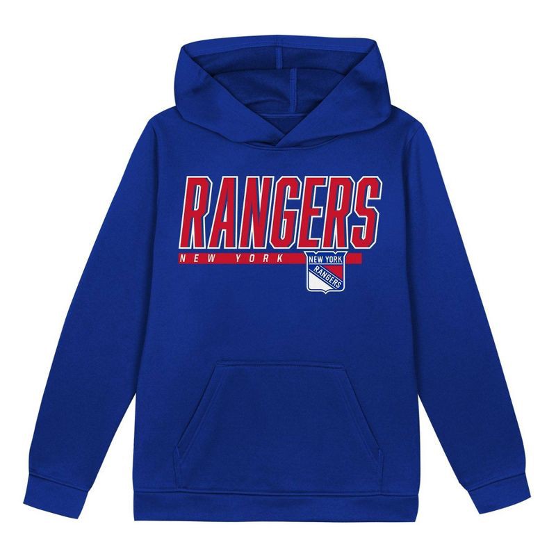 slide 2 of 3, NHL New York Rangers Boys' Poly Fleece Hooded Sweatshirt - XS, 1 ct